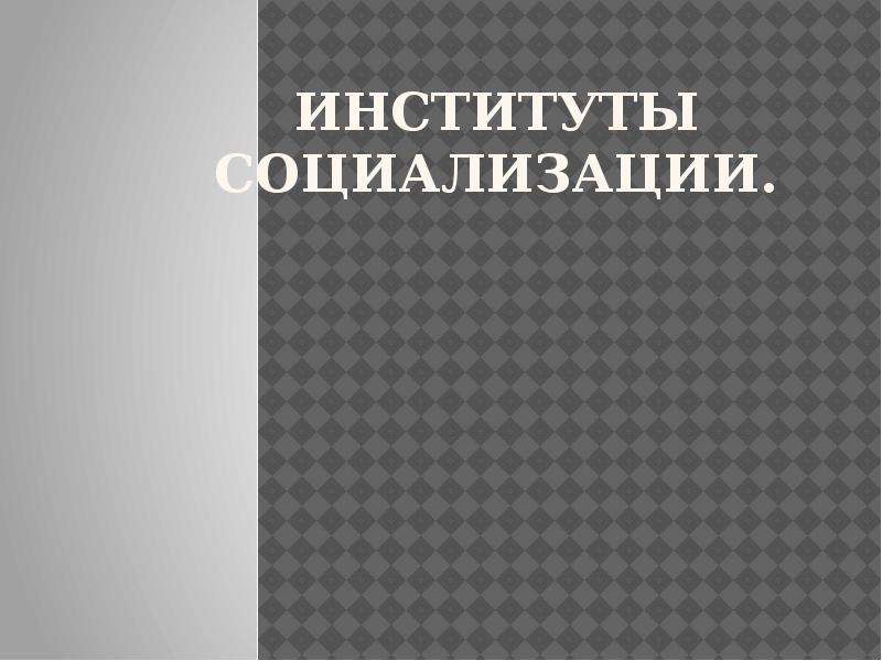 Институты социализации презентация