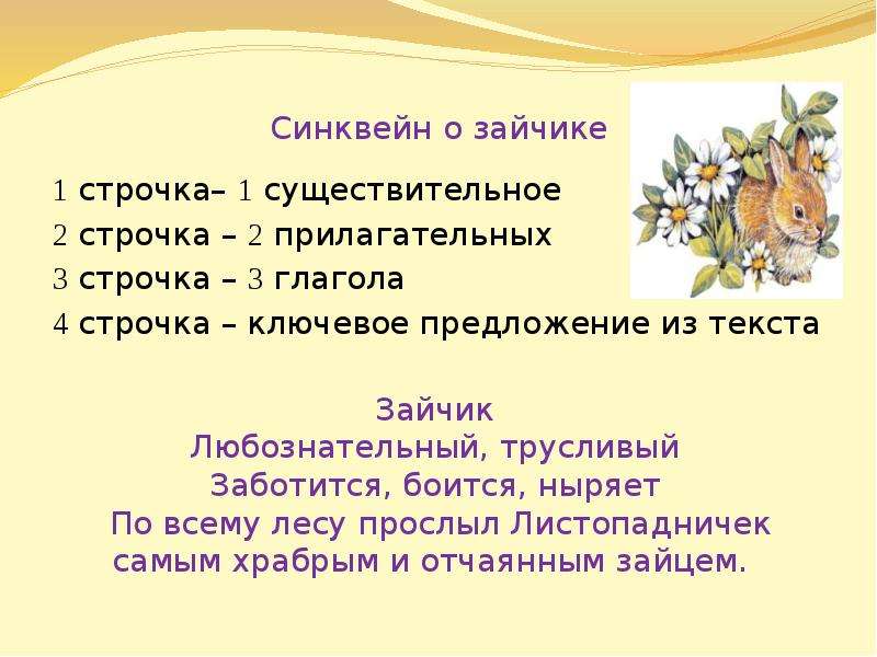 План сказки зайцы. Синквейн к сказке Листопадничек. Синквейн на тему заяц. Синквейн к сказке про храброго зайца. Синквейн к произведению Листопадничек.