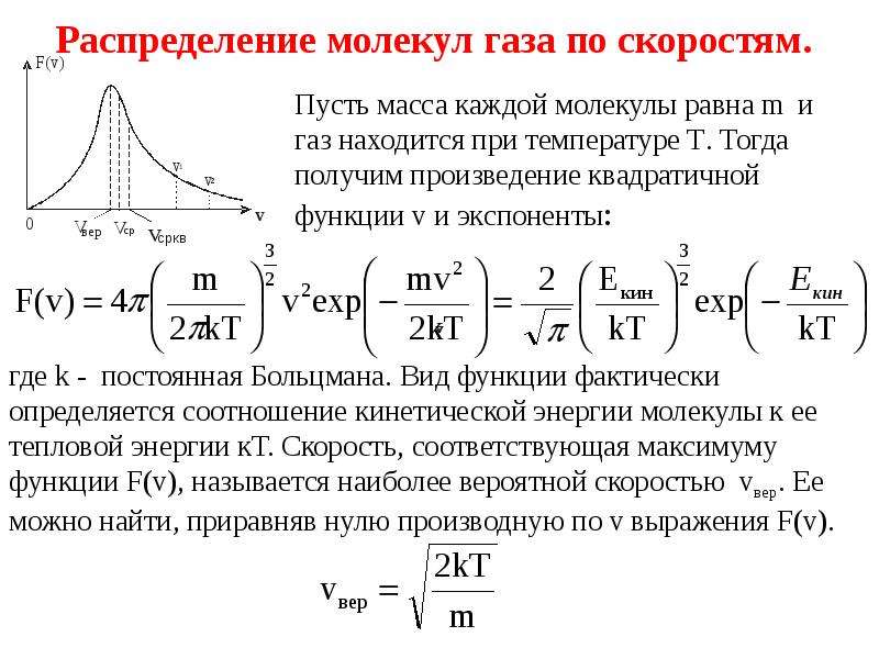 На рисунке представлен график функции распределения молекул идеального газа по скоростям где f v