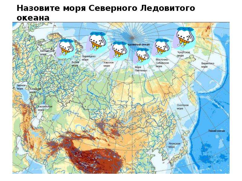 Бассейны океанов омывающие россию. Моря Ледовитого океана омывающие Россию. Назовите моря Северного Ледовитого океана.