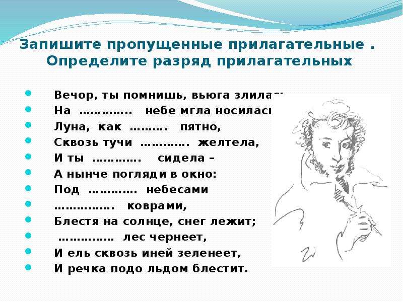 Вечор ты помнишь. Вечор ты помнишь вьюга злилась. Вьюга прилагательные. Волчья мгла разряд прилагательного.