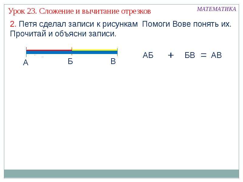 Сумма и разность отрезков 2 класс школа россии презентация