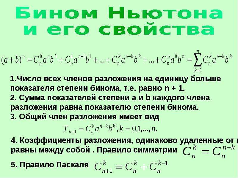 Бином ньютона презентация 11 класс