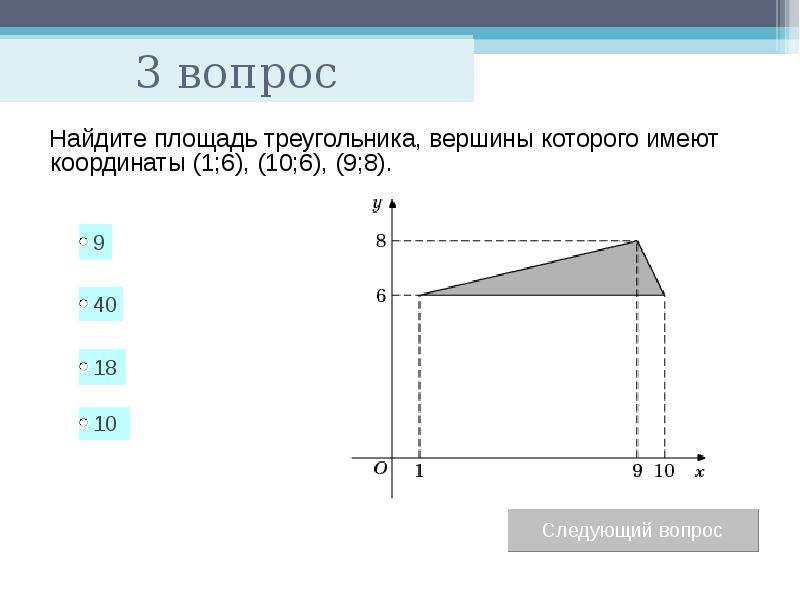 Тест по теме: «Площади многоугольников», слайд №4