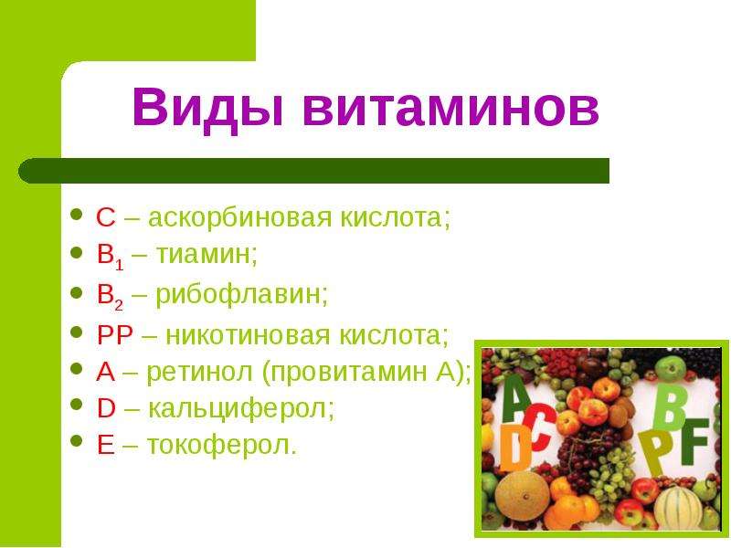 Презентация по биологии 8 класс витамины и их роль в организме человека