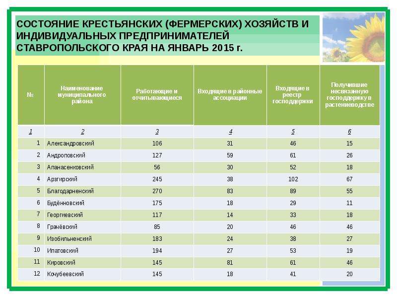 Сколько фермерских хозяйств. Холдинги Ставропольского края список. Список фермерских хозяйств. Сельскохозяйственные районы Ставропольского края список. Ставропольский край сельское хозяйство таблица.