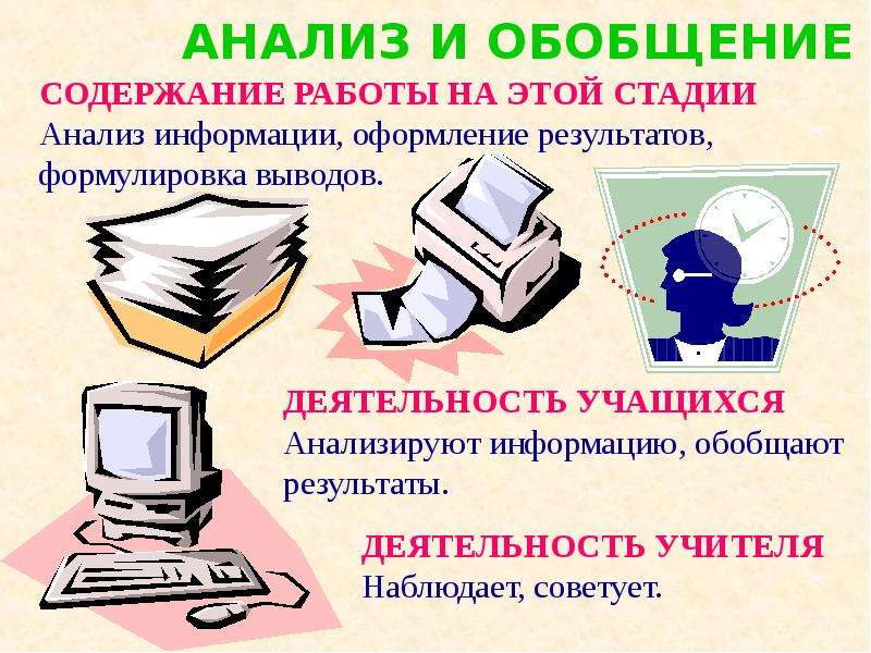 Анализ информации оформление результатов формулировка выводов какой этап работы над проектом