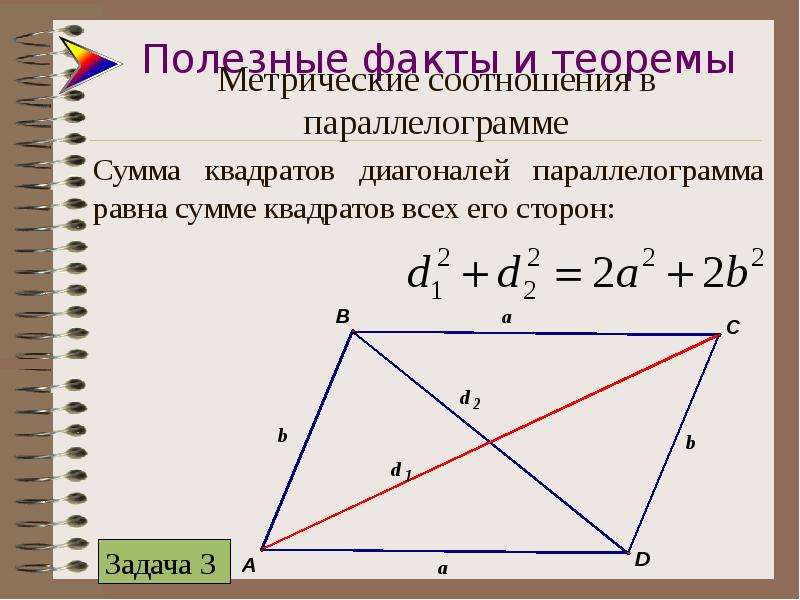 Сумма квадратов диагоналей сумме квадратов сторон. Квадрат диагоналей параллелограмма. Свойство диагоналей параллелограмма сумма квадратов диагоналей. Сумма квадратов диагоналей параллелограмма доказательство. Сумма диагоналей параллелограмма равна.