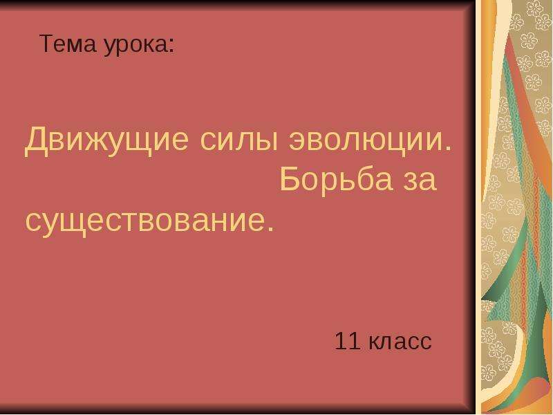 Презентация по биологии борьба за существование 11 класс