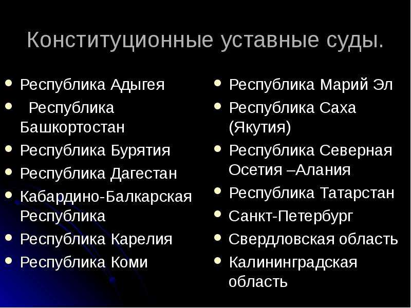 Конституционные уставные суды. Конституционный уставной суд. Конституционных (уставных) судов. Действующие конституционные (уставные) суды.