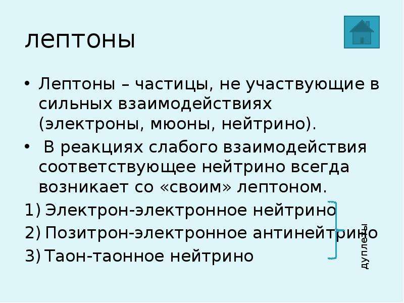 Лептоны презентация 11 класс