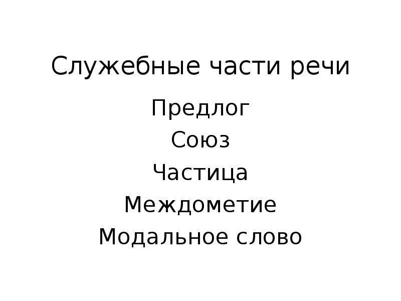 Служебные части речи предлог частицы. Служебные части речи Модальные слова.