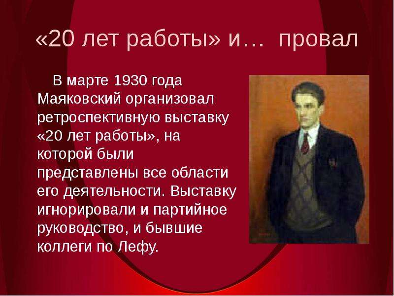 Маяковский рост. Маяковский 1930 год. Маяковский выставка 1930. Выставка Маяковского 20 лет работы. 20 Лет работы Маяковский.