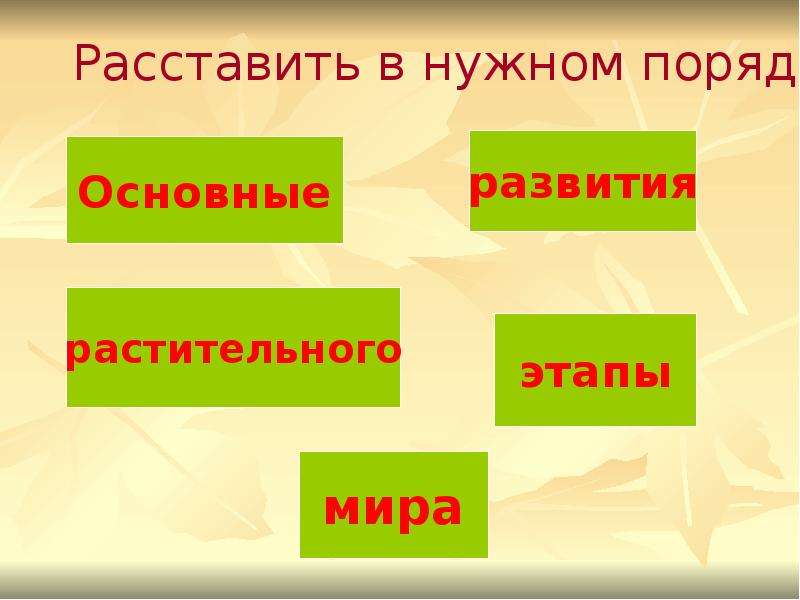 Ближайший порядок. Расставьте этапы развития ботаники по порядку.