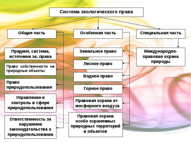 Схема виды объектов экологического права