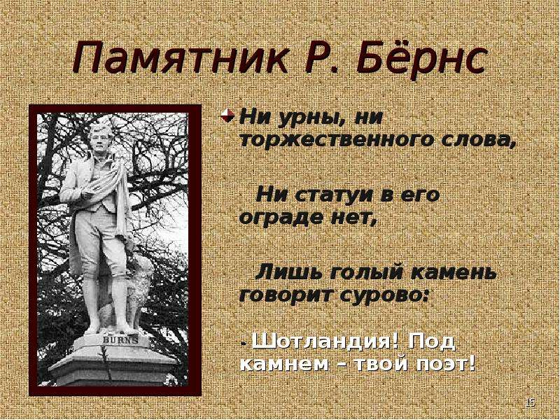 Р бернс стихотворение честная бедность представления поэта о справедливости и честности презентация