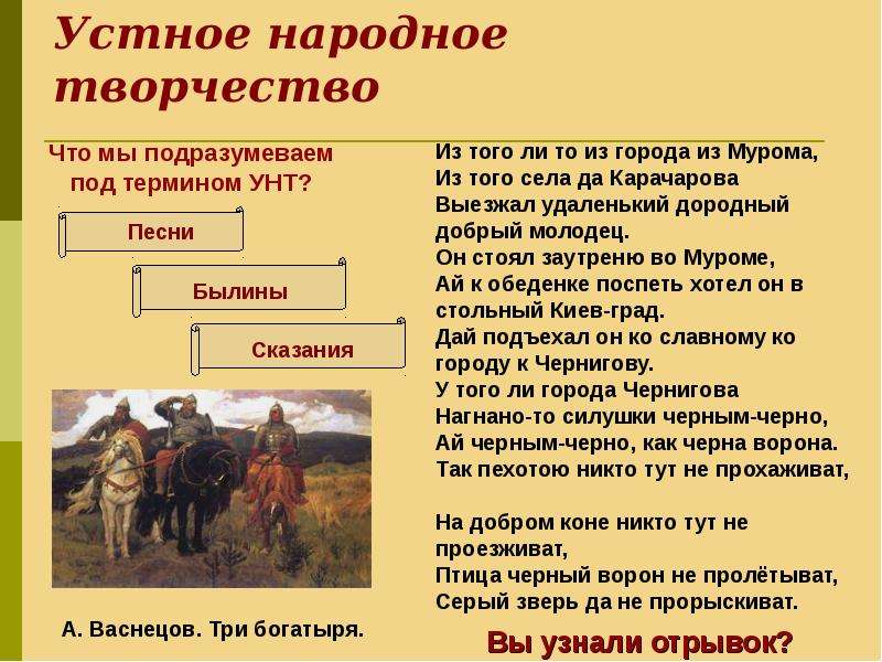 6 класс устное народное творчество презентация