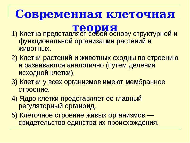 Клеточная теория строения организмов история и современное состояние презентация