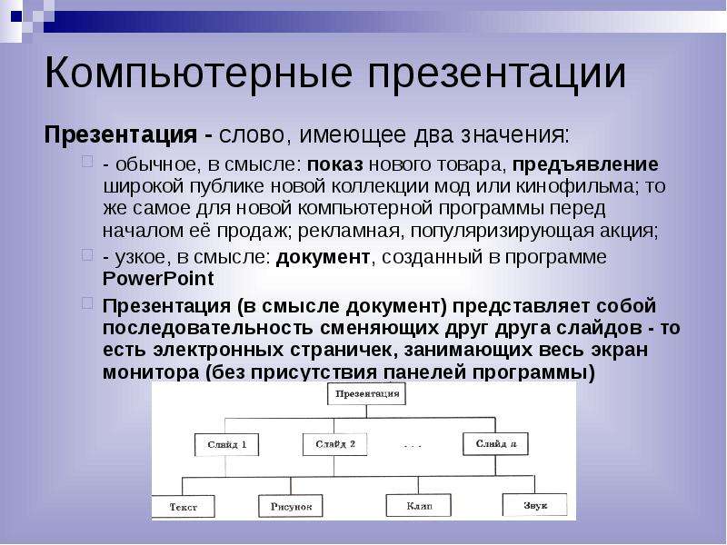 Компьютерные презентация это