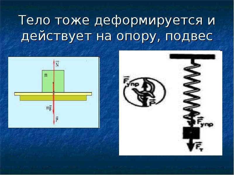 Сила которая действует на опору или подвес. Опора и подвес физика. Тело на опоре деформируется. Вес тела рисунок. Сила упругости тела на опору и тело на подвесе.