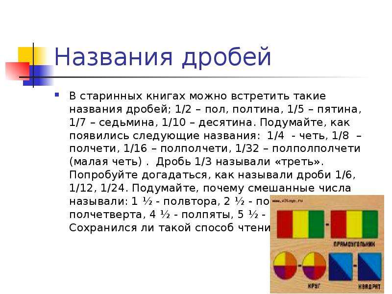 Как называется 1 1 1 5. Название дробей. Как называются дроби. Дробь Наименование. Первые названия дробей.