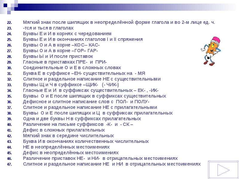 Повторение орфографии 5 класс презентация