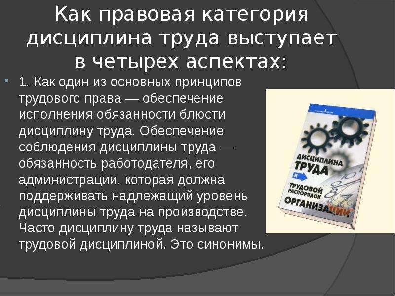 Правовое обеспечение дисциплины труда. Значение дисциплины труда. Значение трудовой дисциплины. Понятие и значение трудовой дисциплины. Принцип соблюдения дисциплины.