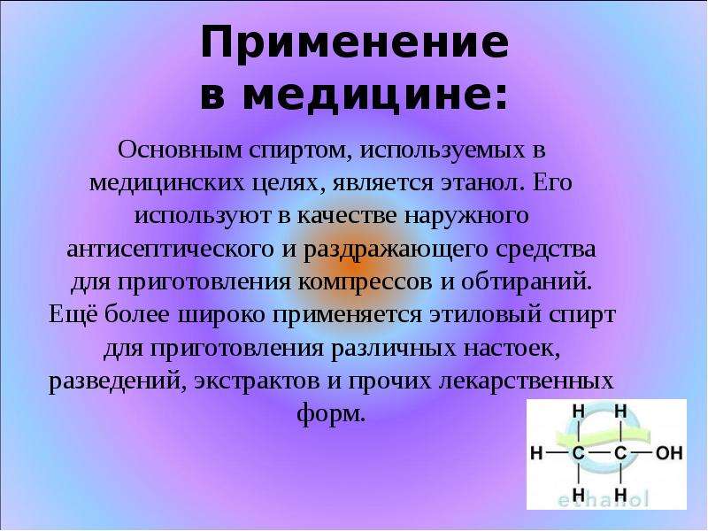 Применение спиртов презентация