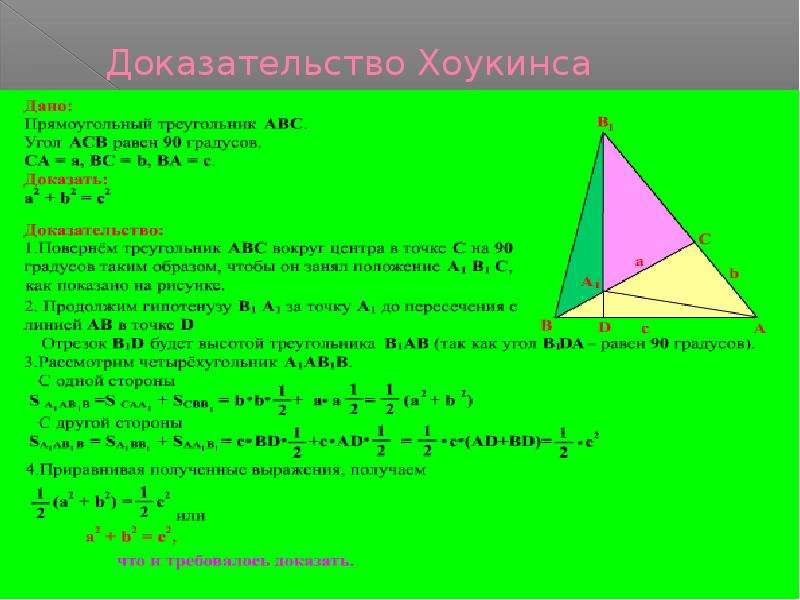 Теорема пифагора числа. Доказательство Хоукинса.