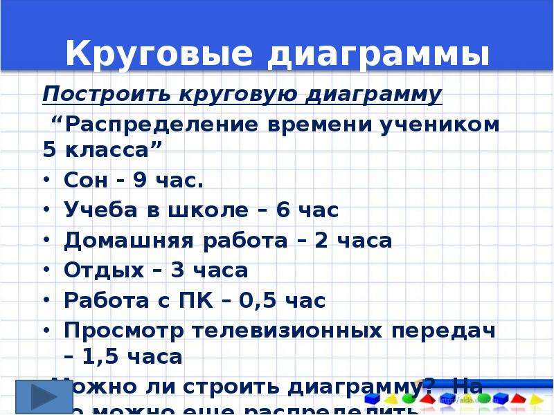 Задание на построение диаграмм 6 класс