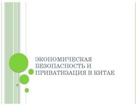 Экономическая безопасность и приватизация в Китае