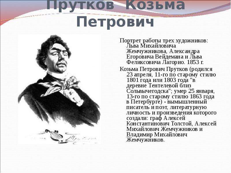 Горе петрович. Козьма прутков портрет. Козьма прутков биография. Портрет Пруткова Козьмы Пруткова.