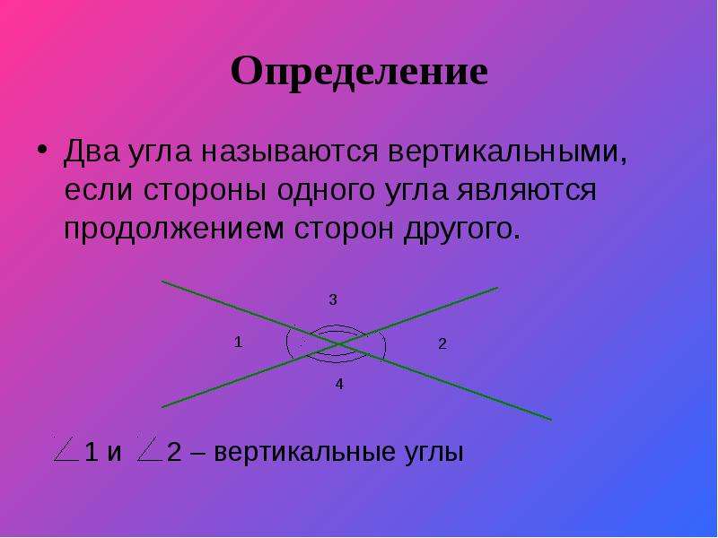 Как определить вертикальный. Определение вертикальных углов. Что такое вертикальные углы в геометрии. Определение dthnbfkmys[ углов. Вертикальные углы определение и свойства.