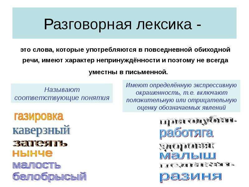 Лексика разговорная разговорно бытовая просторечная