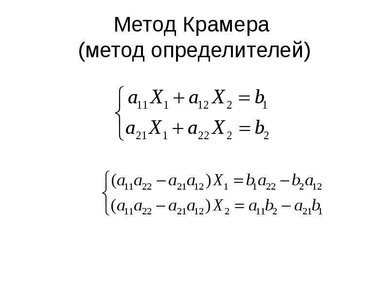 Метод Крамера (метод определителей)