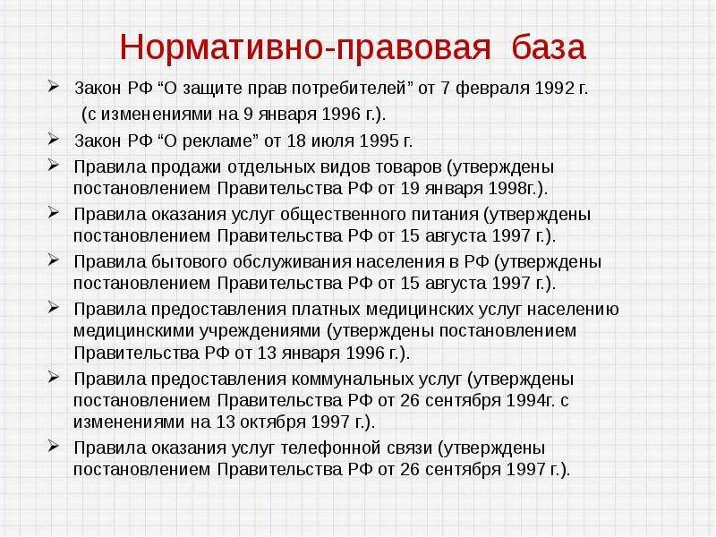 Правила потребителей 2022. Нормативно-правовая база о защите прав потребителей. Нормативные документы о защите прав потребителей. Правовые основы защиты прав потребителей. НПА по защите прав потребителей.