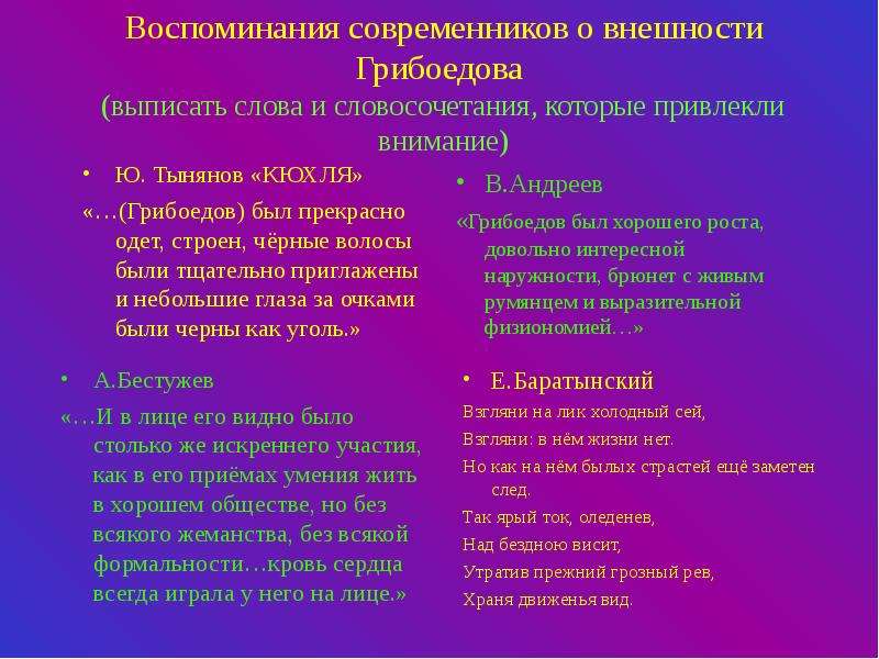 Современник предложение. Современники Грибоедова. Грибоедов в воспоминаниях современников. Внешность Грибоедова. Воспоминания о Грибоедове.