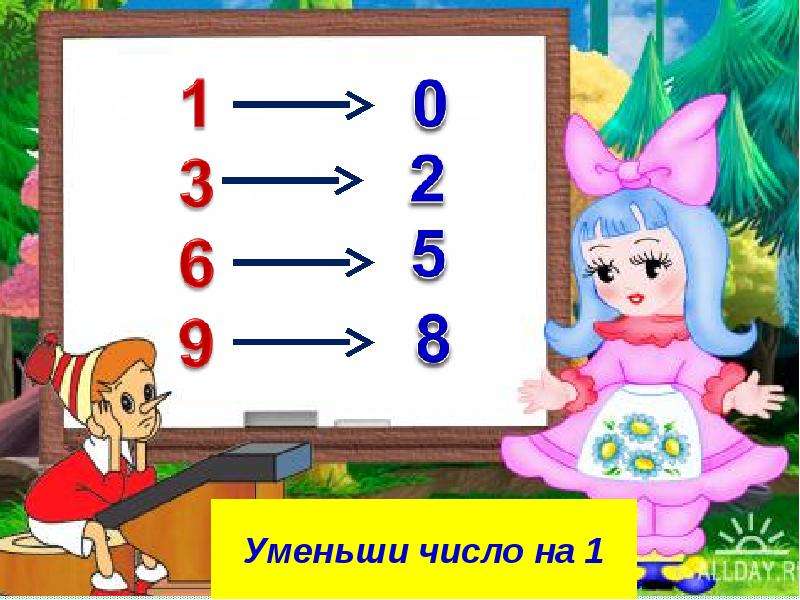 Уменьши число 5 на 1. Уменьши число на 1. Уменьши числа на один. Уменьшение числа на 1. Уменьшить цифры на 1.