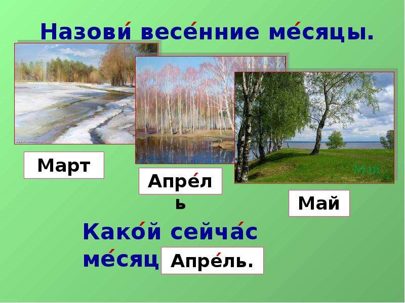 Весенние месяцы презентация 2 класс перспектива