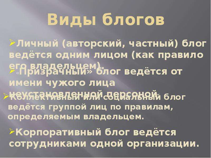 Виды блогов. Виды блогов примеры. Виды блогов презентация. Блоги по разновидности.