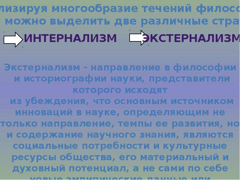 Экстернализм и интернализм презентация