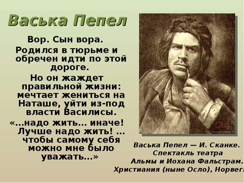 На дне герои. Васька пепел прошлое героя таблица. Максим Горький на дне Васька пепел. На дне 1972 Васька пепел. Васька пепел в пьесе на дне.