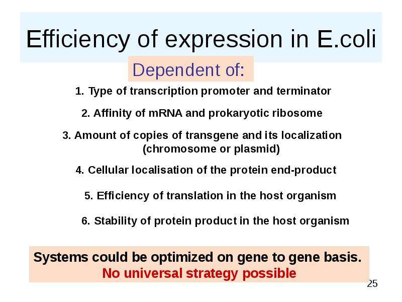 


Efficiency of expression in E.coli
