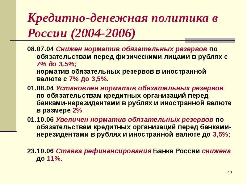 Норма обязательных резервов монетарной политики. Обязательства перед физическими лицами в иностранной валюте.