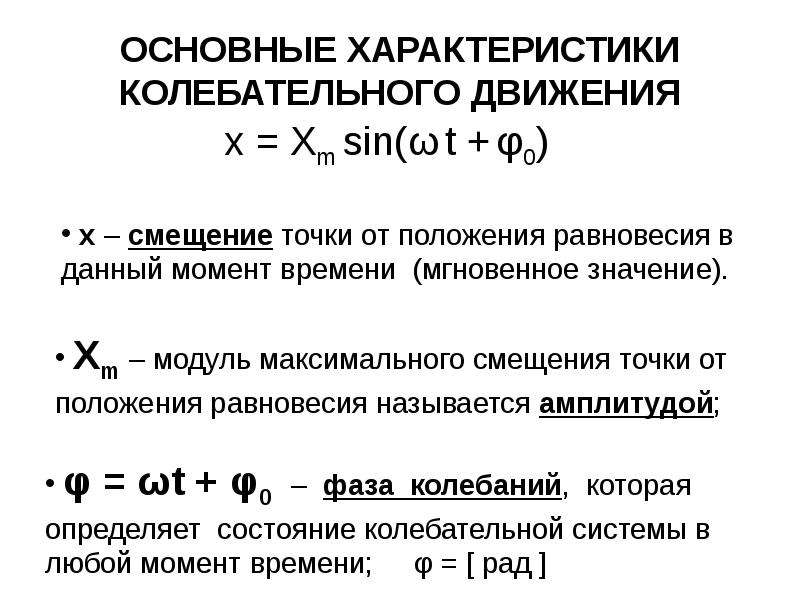 Характеристики колебательного движения. Основные параметры колебательного движения. Основные характеристики колебаний движения. Охарактеризовать основные параметры колебательного движения.