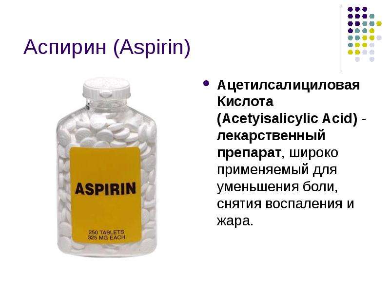 Аспирин (Aspirin) Ацетилсалициловая Кислота (Асеtyisalicylic Acid) - лекарственный препарат, широко