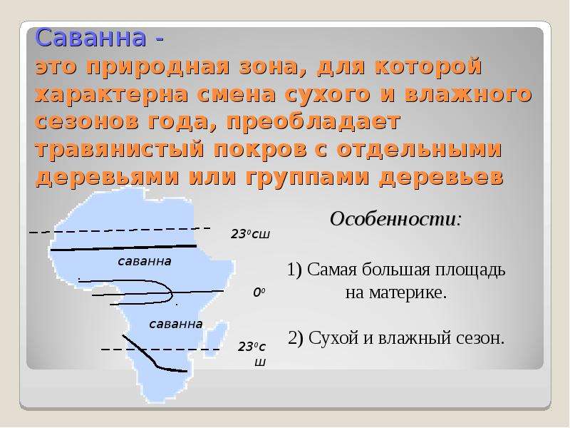 Описание природной зоны саванны по плану 7 класс география