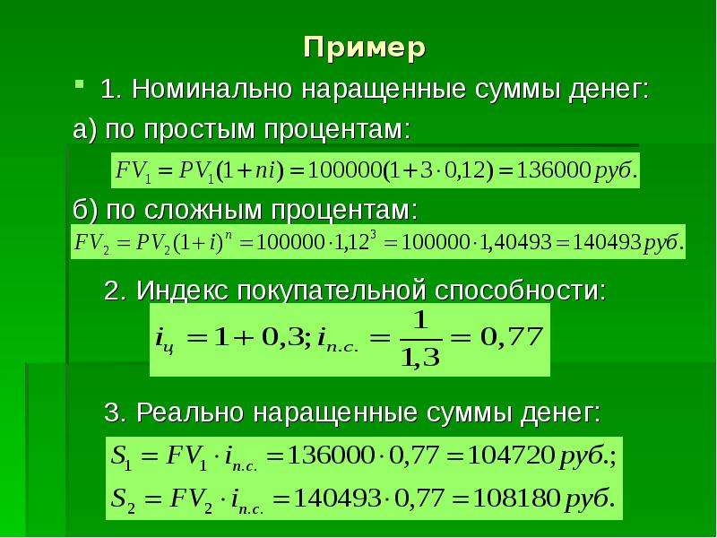 Сложные суммы. Наращенная сумма по сложным процентам. Сумма процентных денег. Определить наращенную сумму. Наращенная сумма по простым процентам вычисляется по формуле.