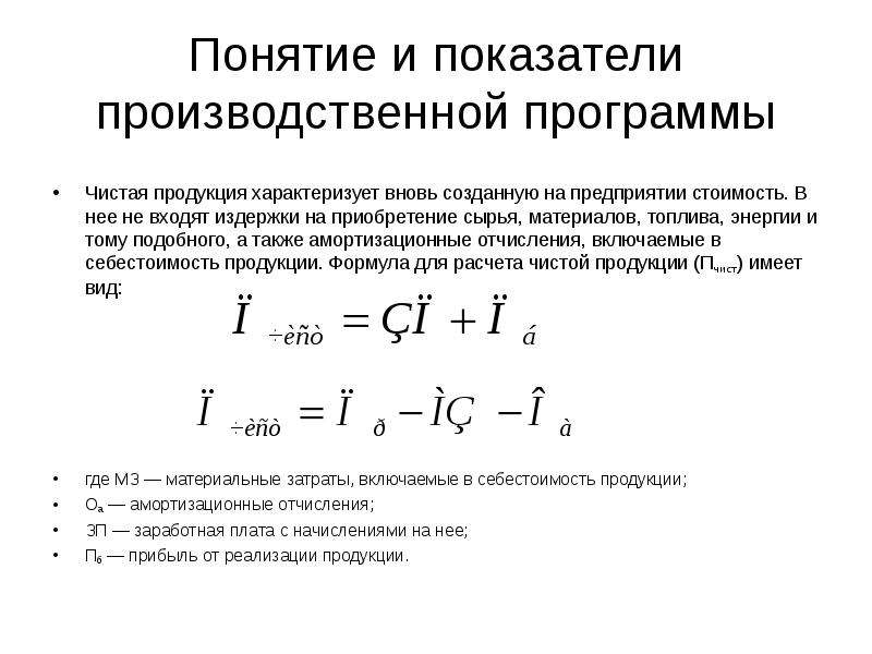 Производственная программа включает план производства продукции