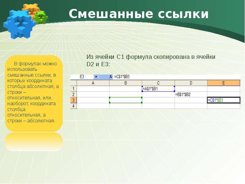 Абсолютная и относительная адресация презентация 8 класс